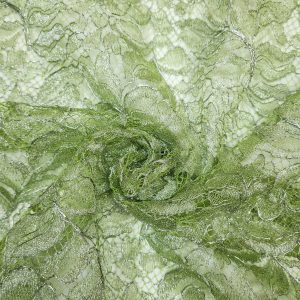 Dentelle de Calais Vert Anis et Argent