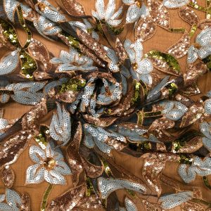 tulle brodé fleuri sequin