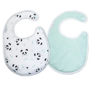 Lot bavoirs Panda Bleu