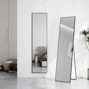 EMKE FM02 miroir pleine longueur, cadre en métal noir/chromé, mur/support, hauteur 120 cm/160 cm