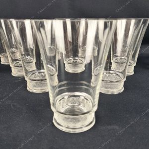 Belle suite de 12 gobelets à orangeade en cristal,Lalique, modèle Reims.