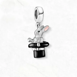 Charm Argent Lapin Magicien