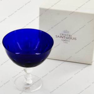 Superbe coupelle en cristal de St Louis bleu cobalt,modèle Bubbles.