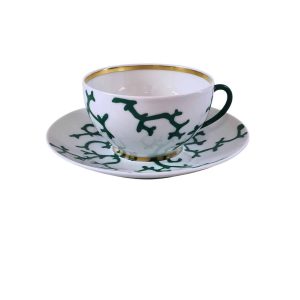 Déjeuner en porcelaine de Limoges, maison Raynaud, modèle Cristobal Émeraude