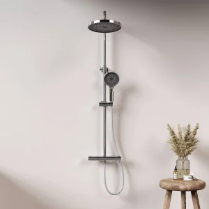 Système de douche EMKE "F07" avec douche de tête ronde, thermostatique, chromé