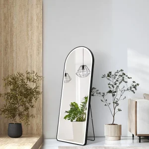 Miroir pleine longueur FM06, miroir sur pied avec éclairage LED et cadre