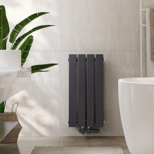 EMKE petit radiateur horizontal, raccordement central monocouche, anthracite/blanc