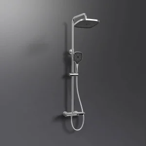 EMKE F12 Colonne de douche thermostatique, douche à effet pluie, Chrome