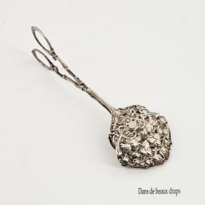 Ancienne pince à toast ou à asperge en argent massif