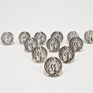 Superbe série de 10 marque place en métal argenté, époque art déco