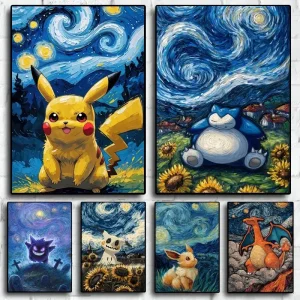 Poster Pikachu Snorlax Van Gogh