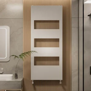 Radiateur de salle de bain design EMKE pour eau chaude ou fonctionnement mixte, blanc