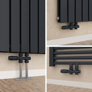 EMKE Robinet de Radiateur, Robinet Thermostatique pour Radiateur, Anthracite/Blanc/Chrome