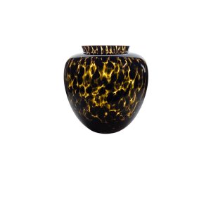 Magnifique vase en verre d&rsquo;Empoli à décor léopard, années 70.